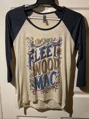 Fleetwood Mac Cream and Navy Raglan Graphic Band Tee